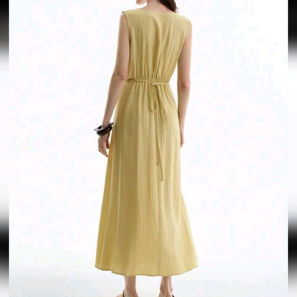 Women's Summer Casual/Commuting V-Neck Waist Ruched Belted Side Slit Pock - Picture 4 of 4